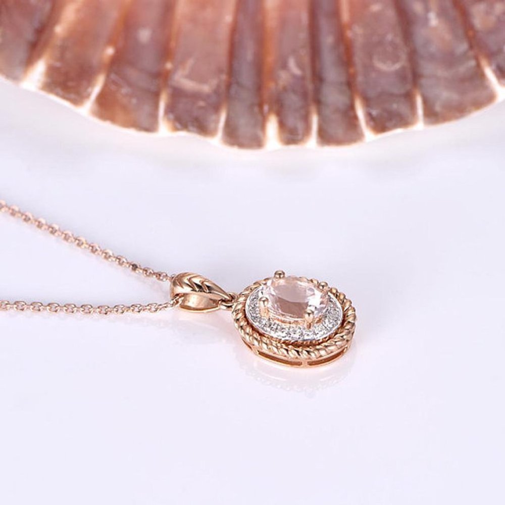 🔥 Circle Crystal Pure Oval Gems Dainty Pendant Necklaces for WomenEVGG1063 - Picture 5 of 5